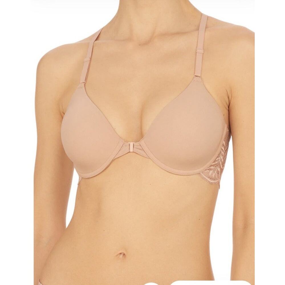 NATORI Lush Front Close Contour Underwire Bra Nude 32D NWT $74